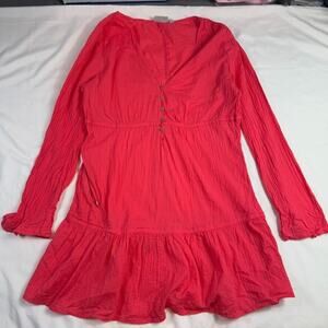 Athleta Arupa Watermelon Pink Gauze Tunic Swimsuit Coverup Dress Size Medium